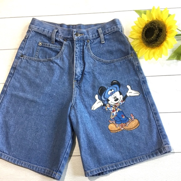 Disney Pants - Vintage Mickey Mouse denim high waisted shorts